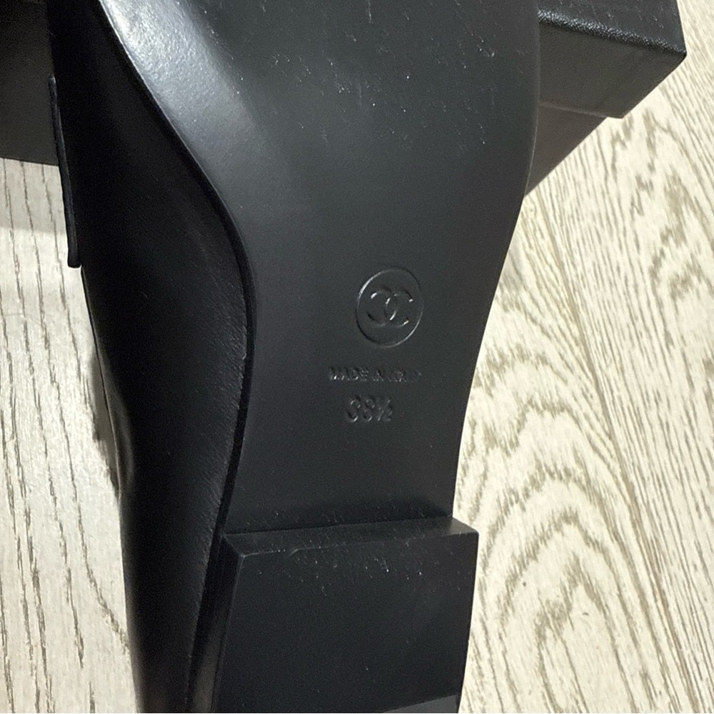 CHANEL women’s  Black Leather Slip-On Loafers - Picture 6 of 10